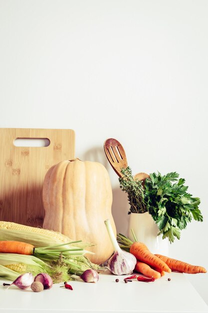 kitchen scene with fresh ingredients
